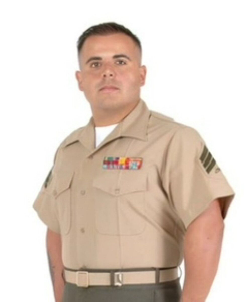 Sergeant Joseph C. Gomez in his United States Marine Corps service uniform