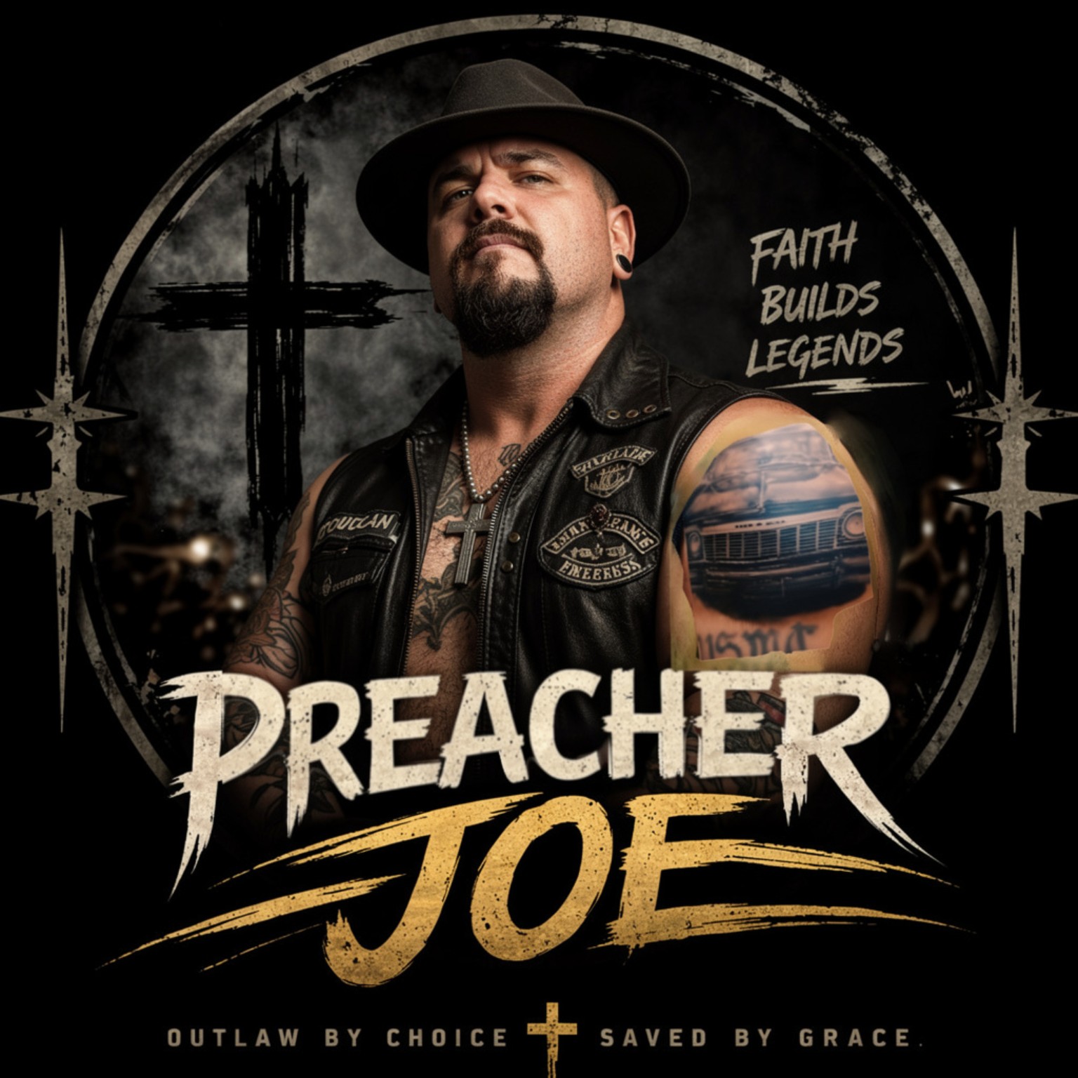 Preacher Joe Faith Builds Legends brand portrait
